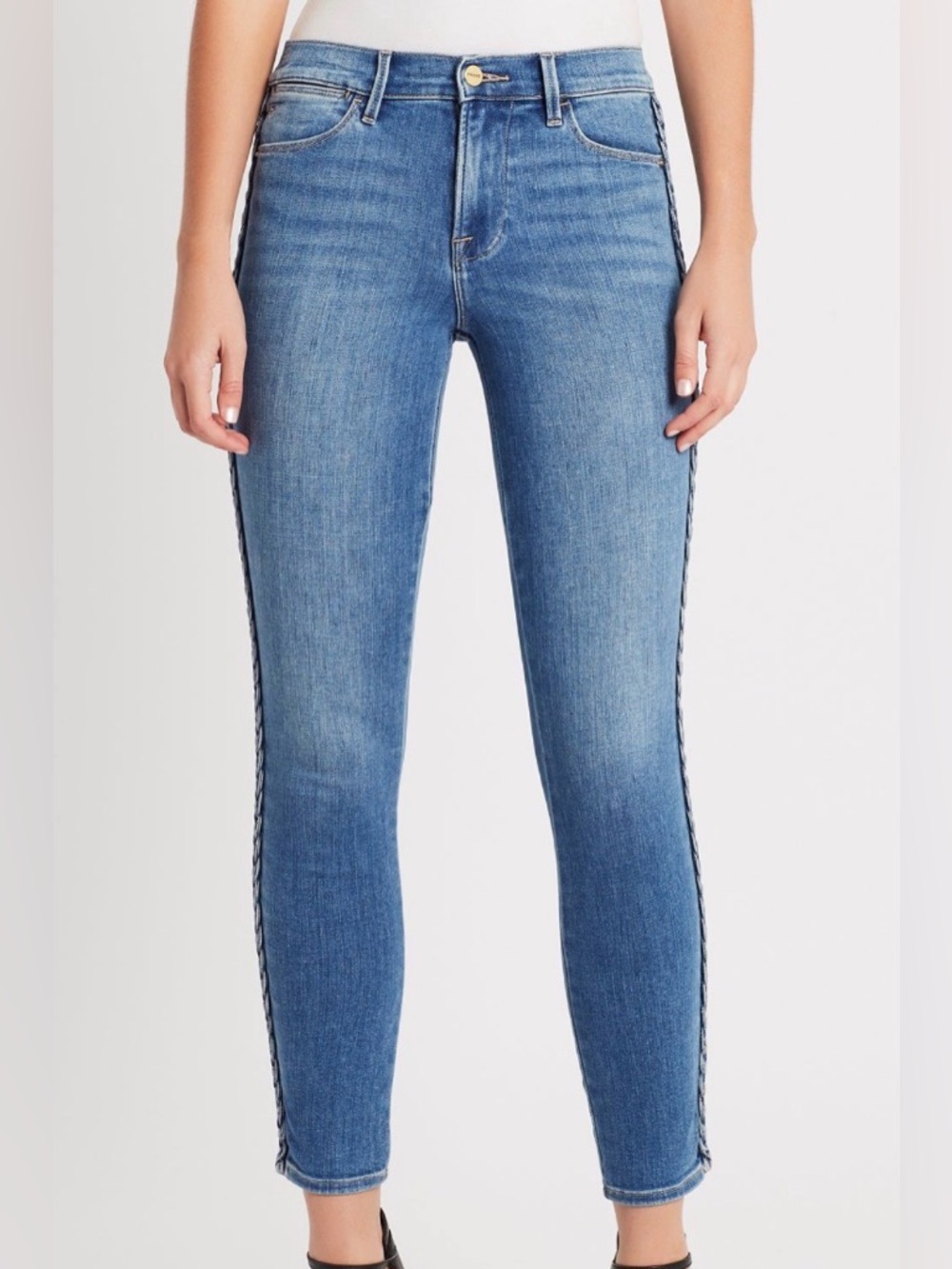 Frame Le High Skinny High-Rise Jeans Stretchmedium Wash Blue - Size 27